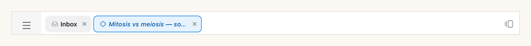 The tab bar in the Inbox group: an Inbox anchor pill followed by the peek of a captured card